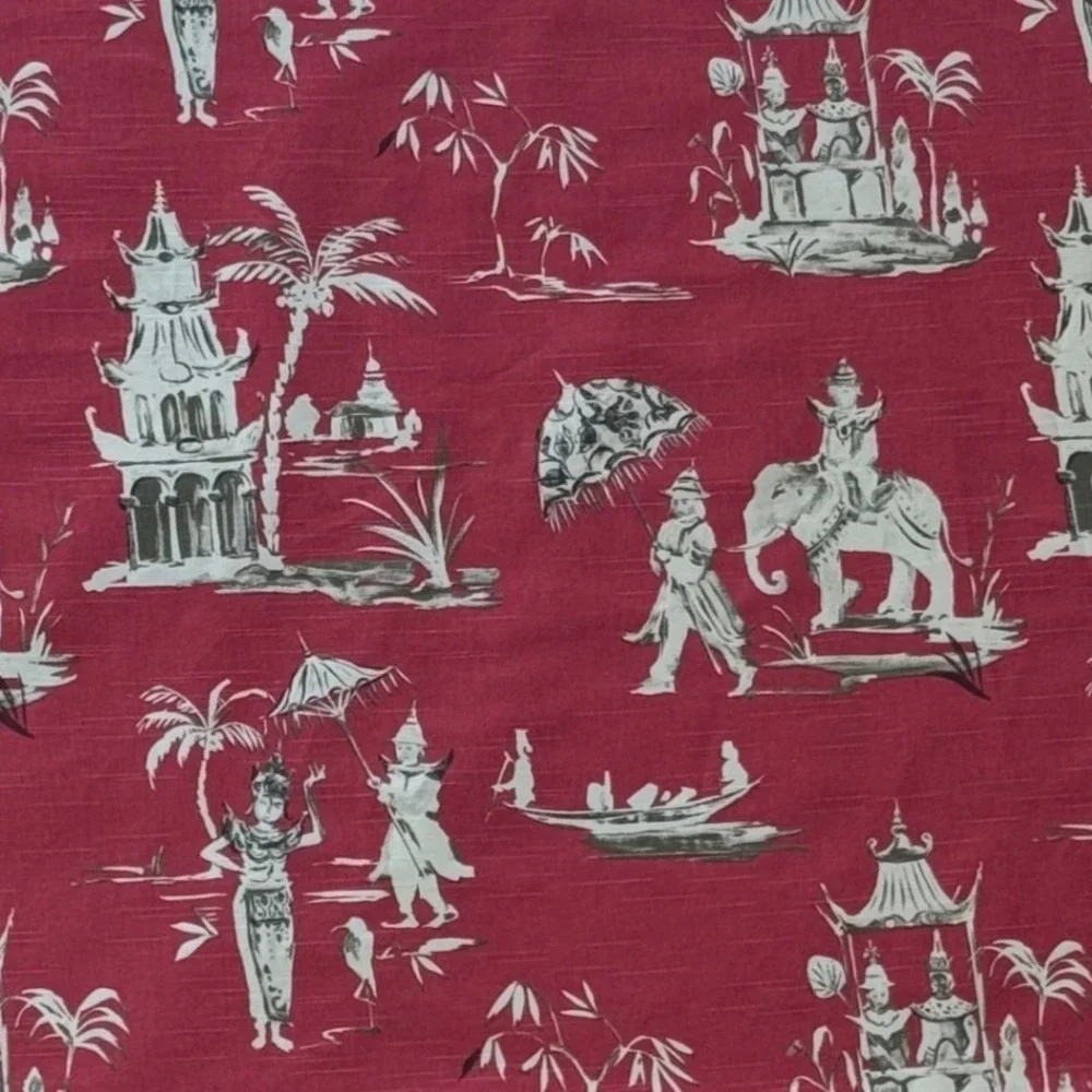 10 Yards Pagoda Road Upholstery Drapery Fabric in Azalea Chinoiserie Toile
